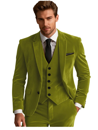 Elegant Wedding Men's Suit Business Tuxedos Formal 3 Piece Set Jacket Vest Pants Single Breasted Men Sport Coats Blazers