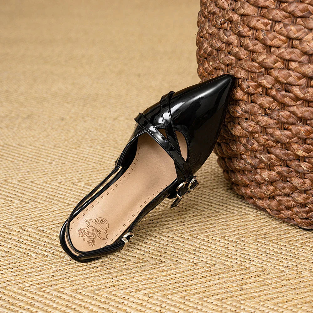 2025 Summer Classic Black Women Sandals Fashion 9cm High Stiletto Heels Lady Party Shoes Plus Small Big Size 33 43 47