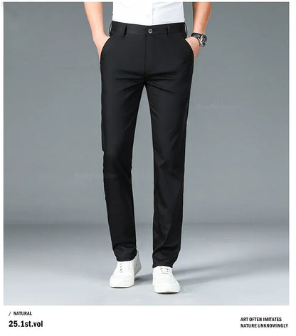 Bamboo Fiber Straight Business Pants Men Summer Clothes Fashion Classic Designer Breathable Casual Long Formal Trouser Male