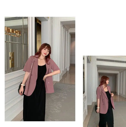 Office Lady Blazers Women Solid Lazy Style Summer Work Wear Casual Mujer Formal Vintage Outwear Clothing Elegant Ulzzang Daily