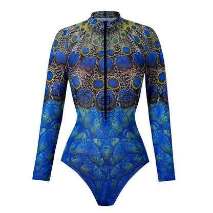 One Piece Sun Protection Swimwear 2026 Women Long Sleeved Print Swimsuit Female Sports Bathers Swimming Bodysuit Beach купальник