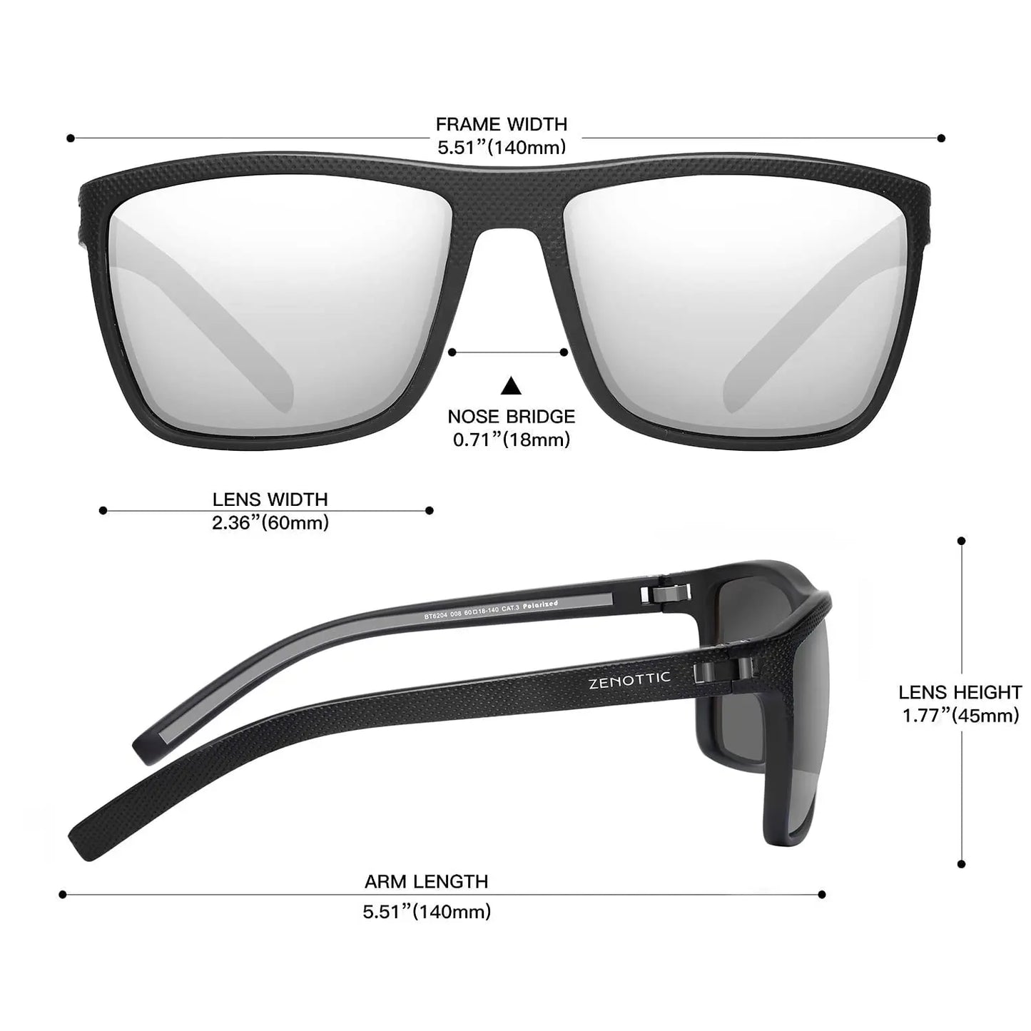 Polarized Sunglasses for Men Shades Lightweight TR90 Frame UV400 Protection Square Outdoor Trave Driving Sun Glasses