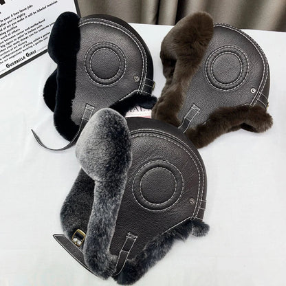 Domo Ushanka Fur Hat Winter Adult Keep Warm Cap Bomber Hats For Women Rex Rabbit Fur Hat With Ear Recommend Winter Sales