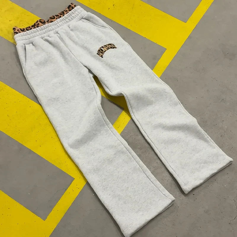 2025 new Y2K trendy high-quality cross-border leopard Embroidered casual sports men's and women's hooded sweatshirt pants