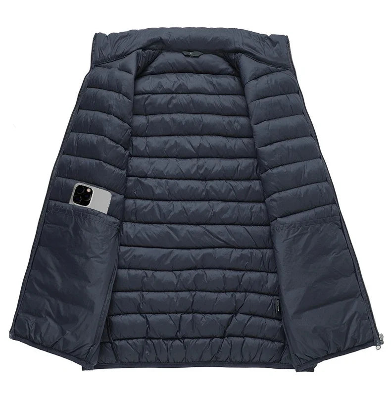 Europe Spring Autumn Embroidery Men Women With Zipper Sleeveless Vest Front Going Out Light Thin Hooded Down Long sleeves Jacket