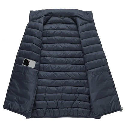 Europe Spring Autumn Embroidery Men Women With Zipper Sleeveless Vest Front Going Out Light Thin Hooded Down Long sleeves Jacket