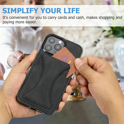 High Quality PU Leather Protective Credit Card Slots Foldable Kickstand Phone Case for iPhone 16 Pro Max 15 Plus 14 13 12 11