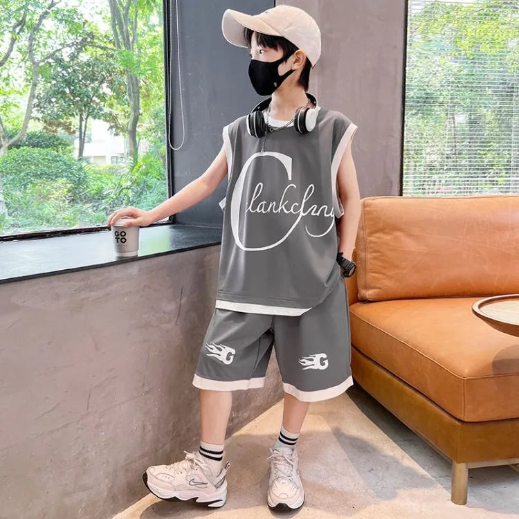 Sports Quick-dry Thin Vest Sets for Boy 2025 Children's Clothing Casual Clothes New Summer Year Old Cotton Set Boy's Outdoor Top