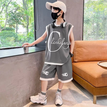 Sports Quick-dry Thin Vest Sets for Boy 2025 Children's Clothing Casual Clothes New Summer Year Old Cotton Set Boy's Outdoor Top