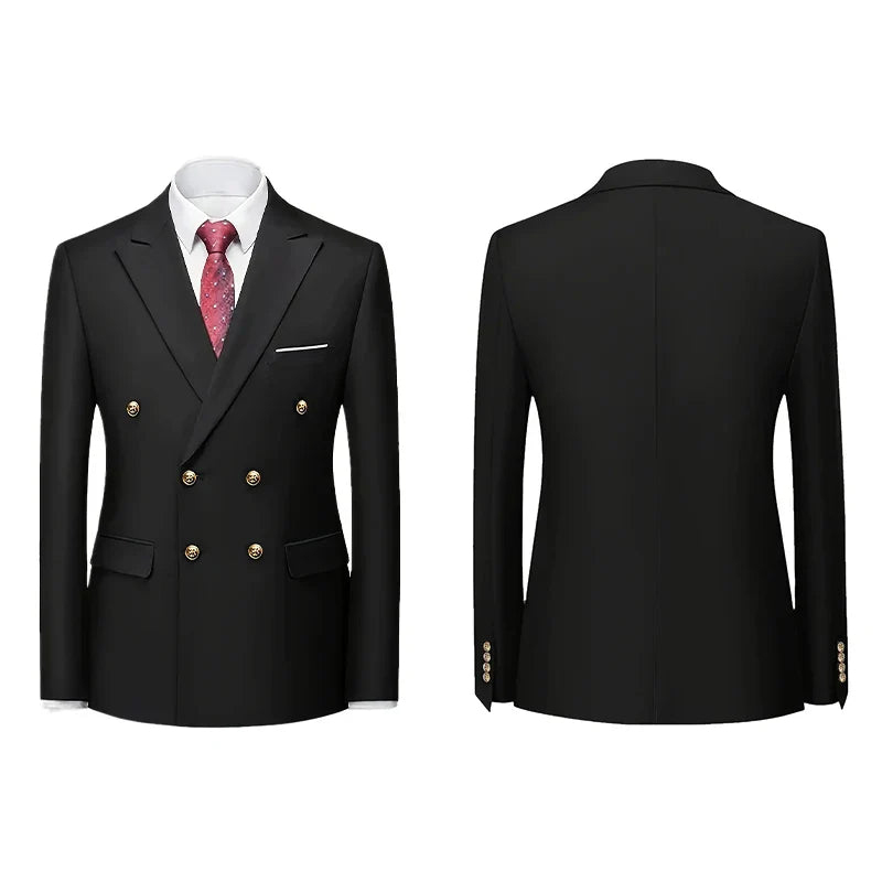 Two-piece Set Suit Men's Vintage Banquet Suit Chinese Style Suit Double Breasted Blazer Metal Buttons Dress Pants Wedding Galas