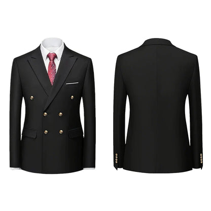 Two-piece Set Suit Men's Vintage Banquet Suit Chinese Style Suit Double Breasted Blazer Metal Buttons Dress Pants Wedding Galas