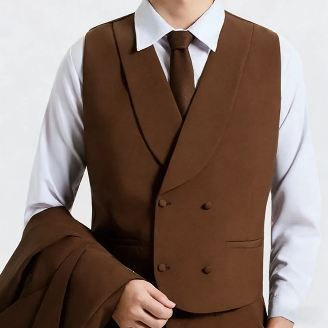 Men Vest Gray With Lapel Double Breasted Solid Waistcoat For Wedding Banquet Office Business Work Casual Daily Men Suit Vest