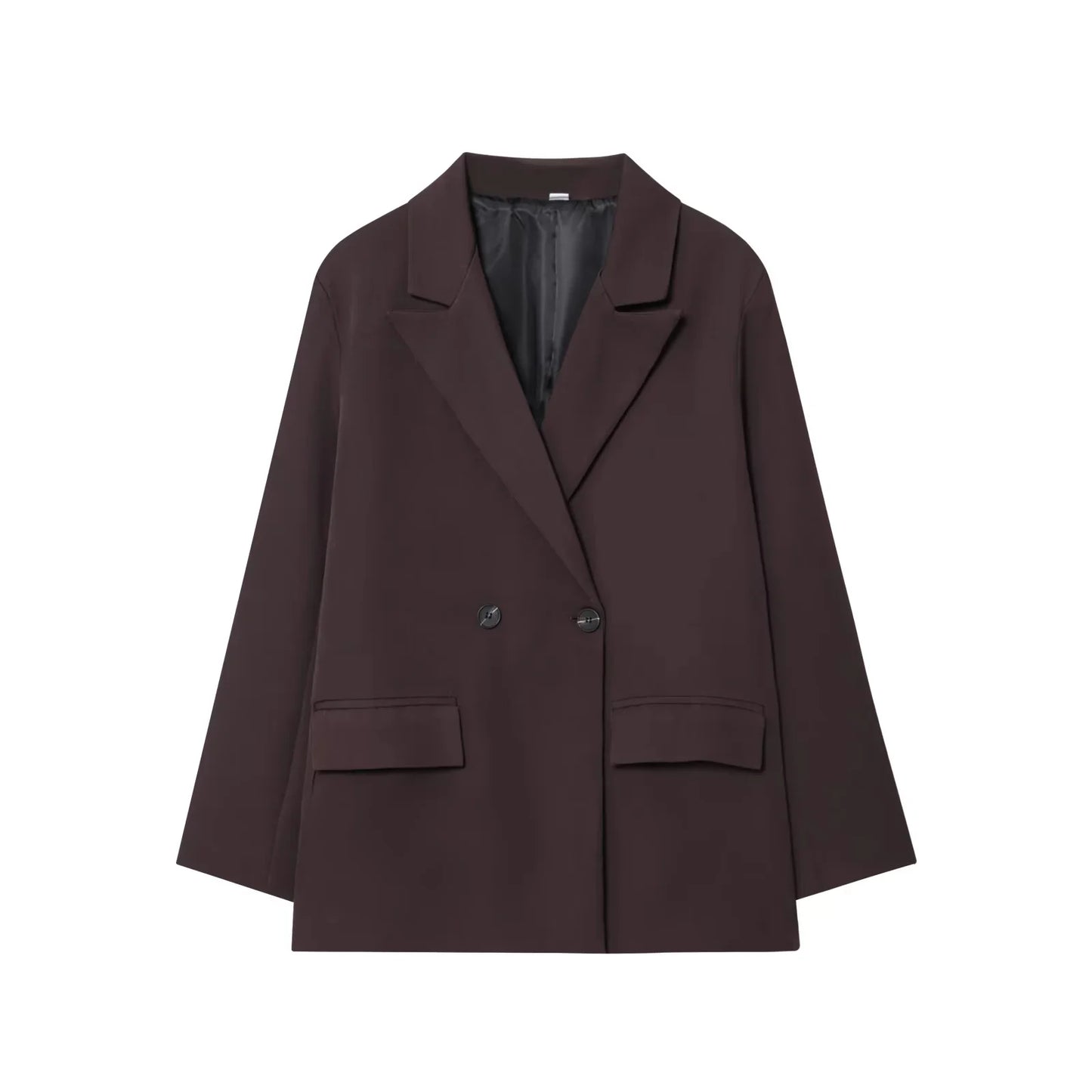 Fall Elegant Lady Commute Blazer Lapel Double-breasted Blazer Coat 2025 Spring Autumn Fashion Minimalist Office Women Blazer