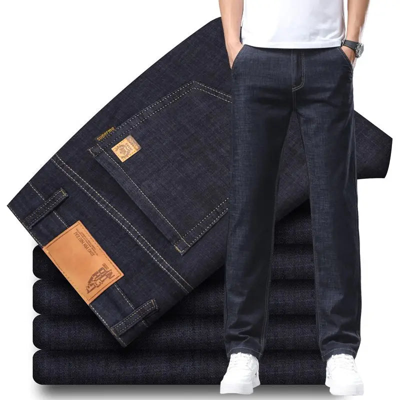 Summer Lyocell Men's Jeans Breathable Thin Casual Straight Stretch Business Work Denim Trousers Classic Fashion Brand Clothing