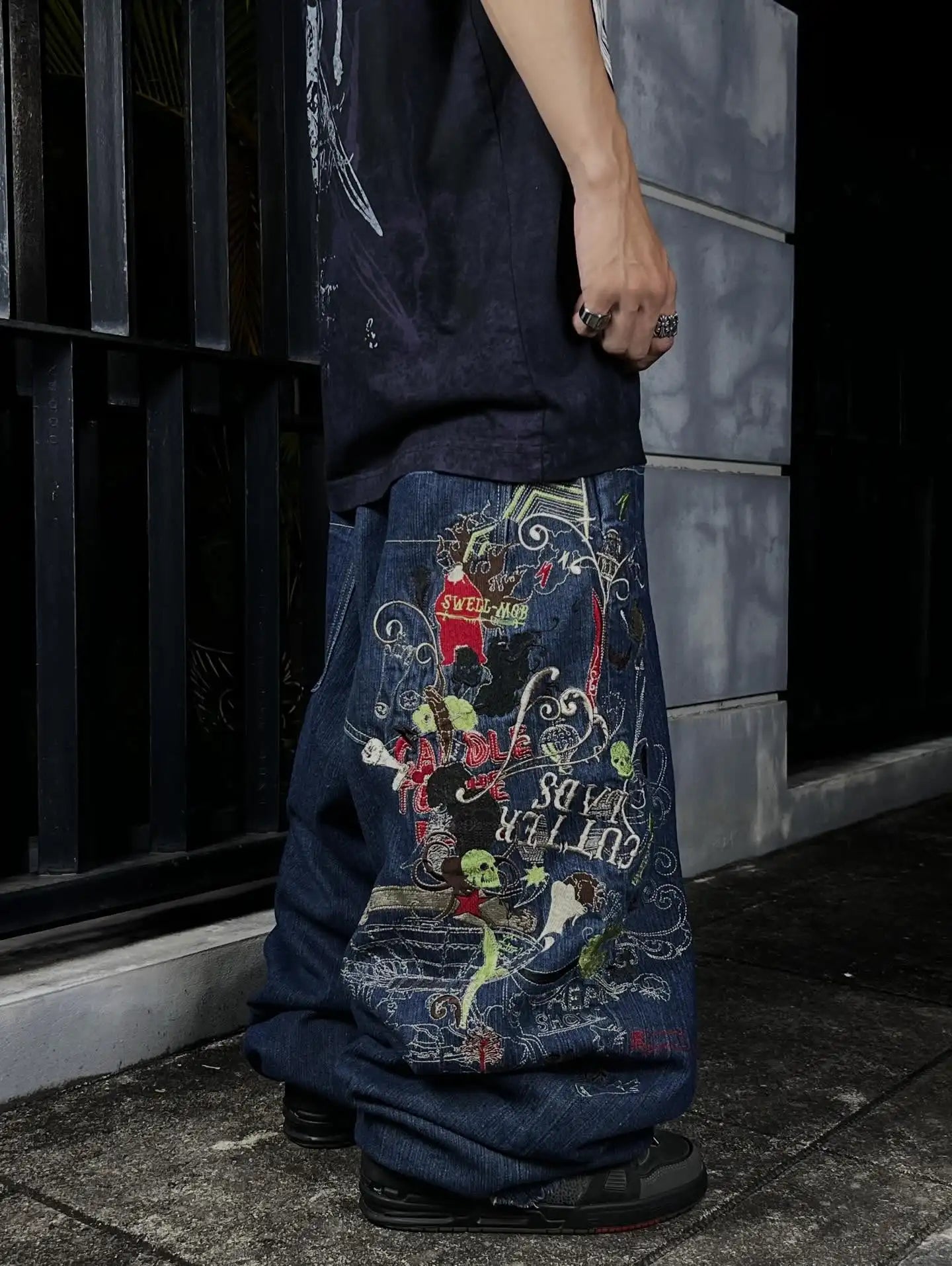 Y2K American Jeans Mens Oversized Retro Hip-Hop Wide-Leg Pants Harajuku Trend Rock Women Straight Pants