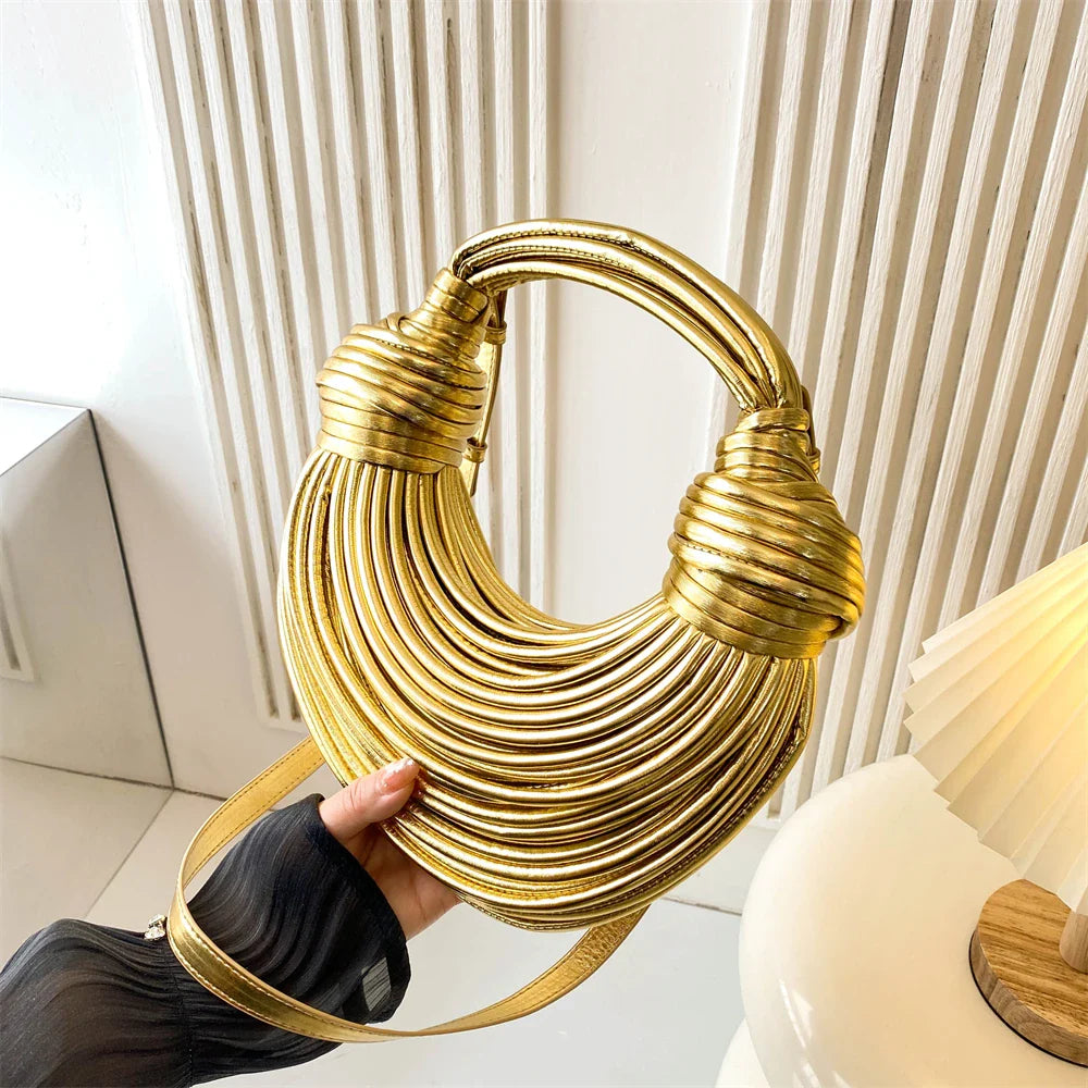 MOODS Luxury Evening Purses For Women Golden Noodle Knot Design Dinner Party Clutch Bag 2023 Luxury Designer Purses And Handbags