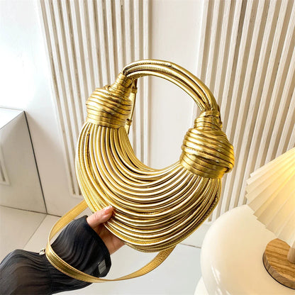 MOODS Luxury Evening Purses For Women Golden Noodle Knot Design Dinner Party Clutch Bag 2023 Luxury Designer Purses And Handbags