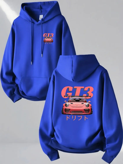 Men's Fashion Street Style Hoodie Car Print Sweatshirt Street Casual Fashion Long Sleeve Pullover Autumn and Winter Outfit