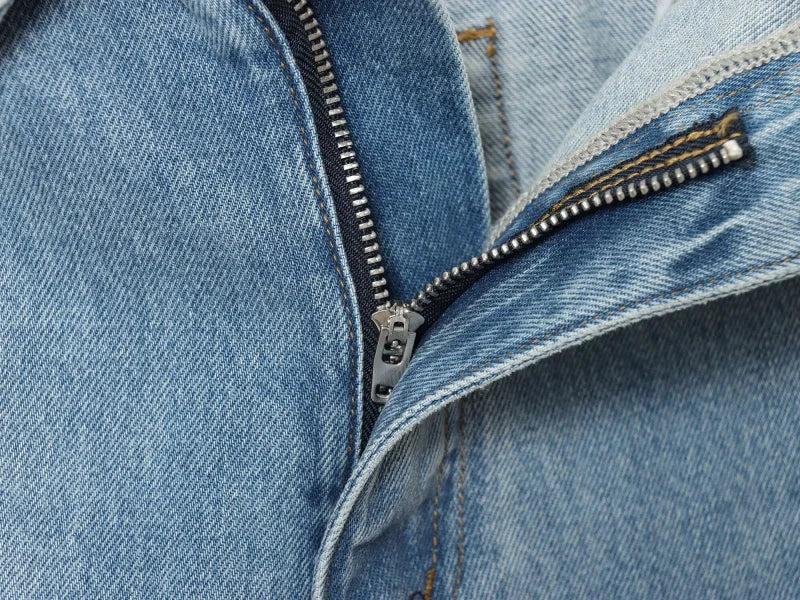 2025 women's new street fashion fold waist mid waist washed ripped jeans loose version of the floor-length pants