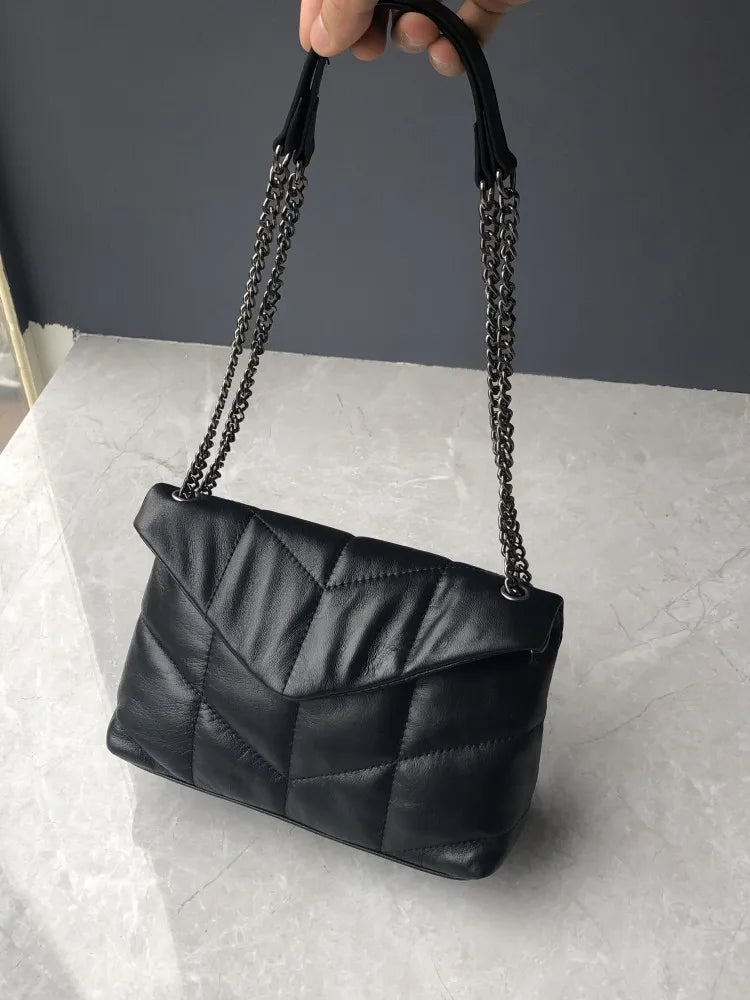 Elegant Women Chain Bag Soft Sheepskin Genuine Leather Handbag Ladies Fashion Single Shoulder Bag Designer Messenger Bag