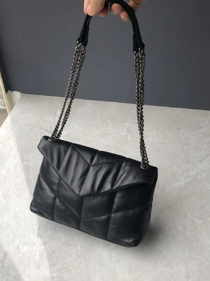Elegant Women Chain Bag Soft Sheepskin Genuine Leather Handbag Ladies Fashion Single Shoulder Bag Designer Messenger Bag