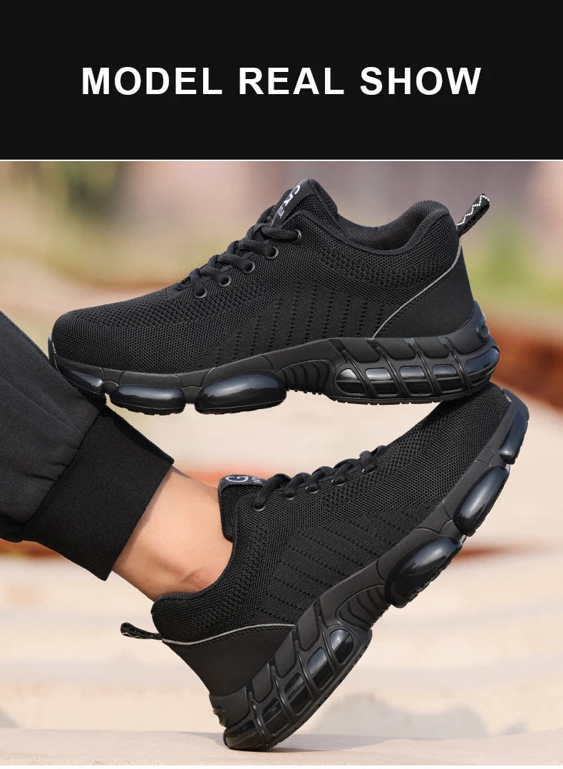 Steel Toe Shoes for Men Lightweight Work Shoes Air Cushioned Sneakers Indestructible Construction Industrial Work Safety Sneaker