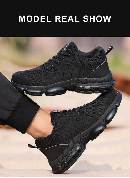 Steel Toe Shoes for Men Lightweight Work Shoes Air Cushioned Sneakers Indestructible Construction Industrial Work Safety Sneaker