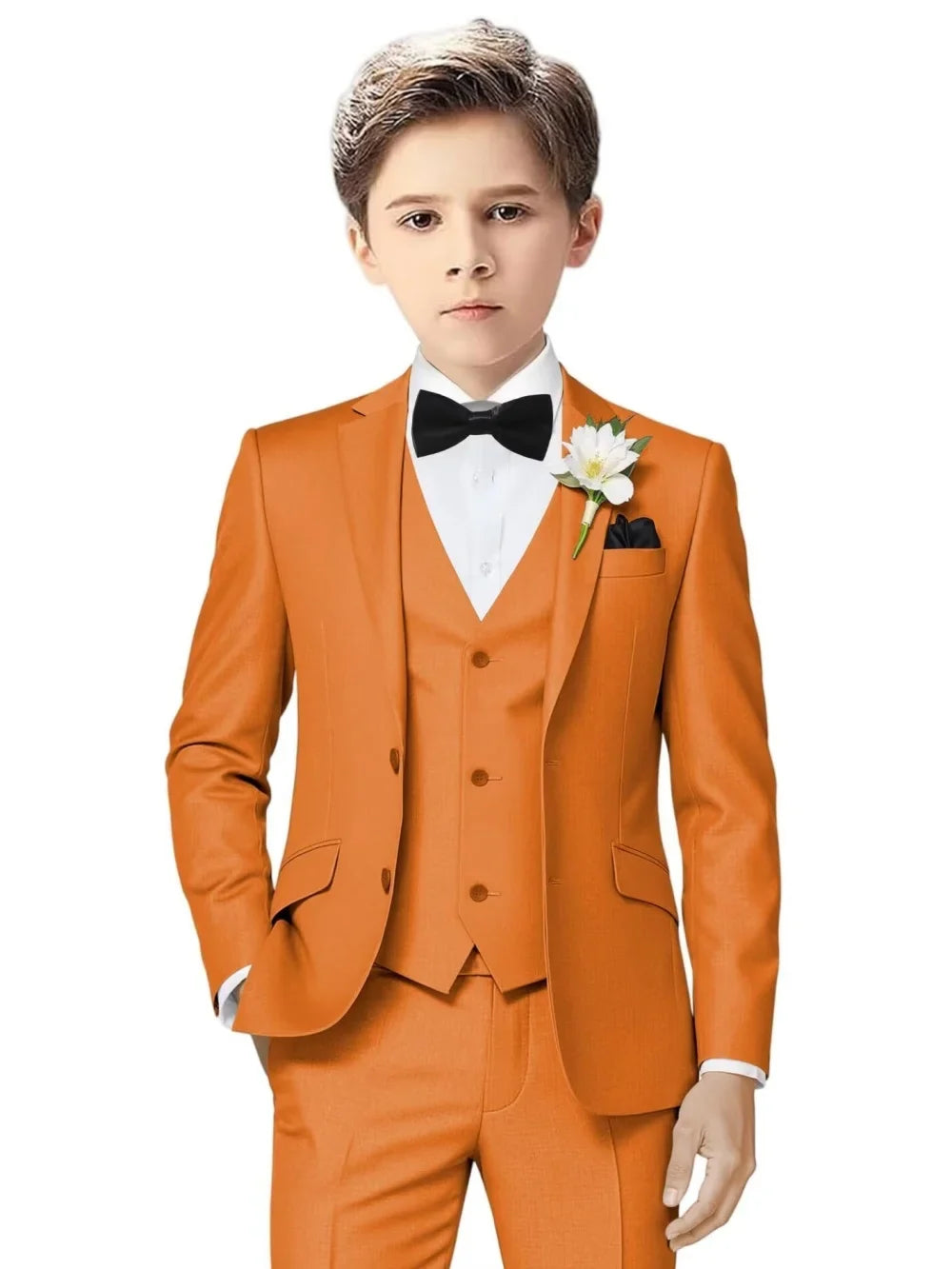 Notched Lapel Kids Tuxedo 3 Pieces Stage Performance Wear Classic Elegant Long Sleeve Boys Suit Set Wedding Ring Bearer Outfit