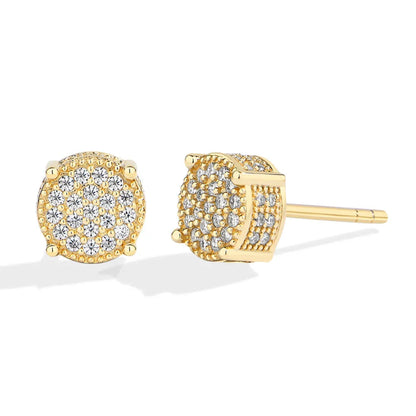 D VVS1 Round Full Moissanite Earrings for Women Men 925 Sterling Silver 18k Gold Shiny Hiphop Studs Party Gift Jewelry