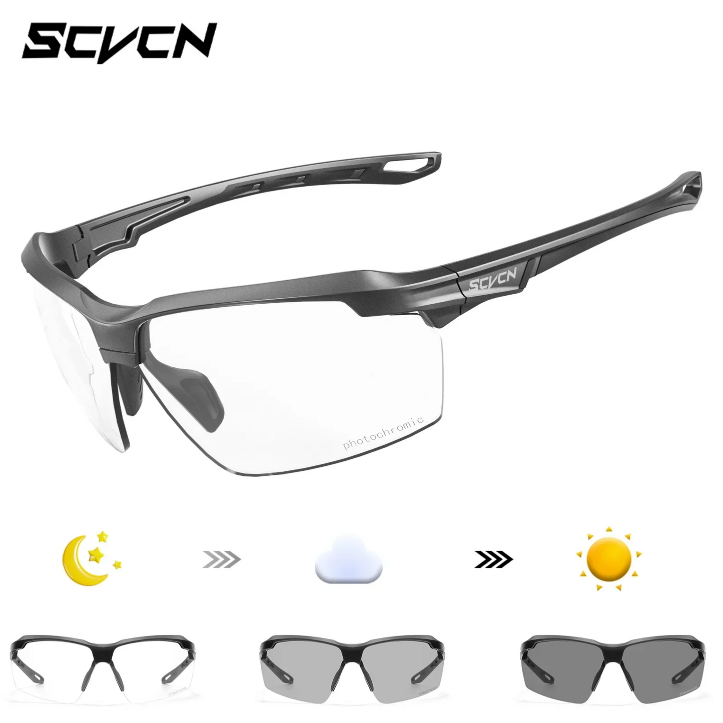 3PACKS Photochromic Cycling Sunglasses Glasses Bike MTB Bicycle Hiking Golf UV400 Sports Glasses for Men Women Baseball