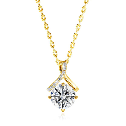 14K Gold Twist Round Cut Moissanite Pendant Necklace GRA Certified Classic Jewelry for Women Engagement Wedding Gifts Wholesale
