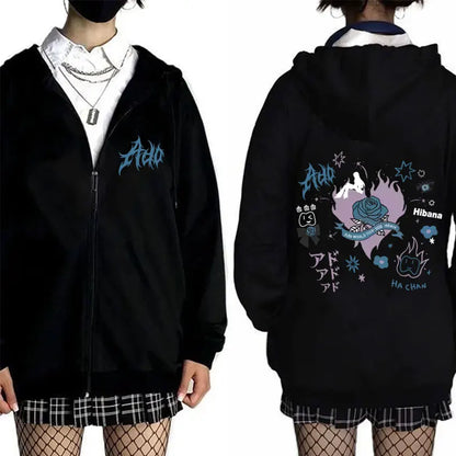 Ado World Tour 2025 Hibana Zipper Hoodie Men Women Clothing Fashion Japanese Style Streetwear Unisex Casual Fleece Zip Up Jacket