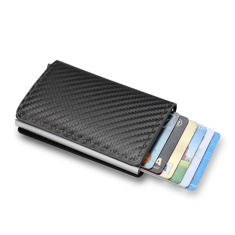 Portefeuilles pour cartes de crédit en fibre de carbone Hommes Marque RFID Noir Magique Pliable Cuir Mince Mini Portefeuille Petit Porte-monnaie Homme