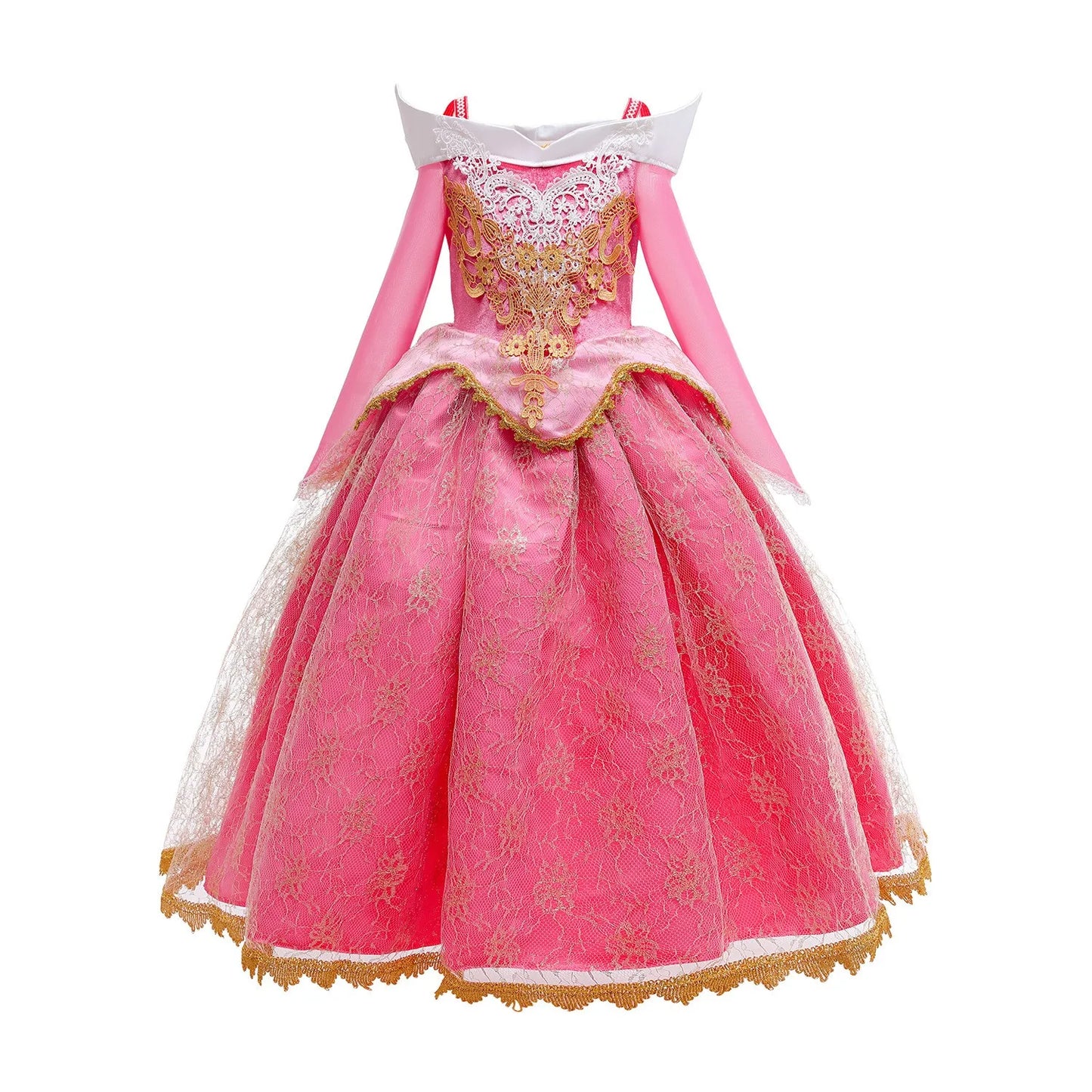 2026 Disney Sleeping Beauty Aurora Princess Dress Girl Cosplay Off Shoulder Kids Gifts Fancy Party Girl Baby Fine Lace Dress Set