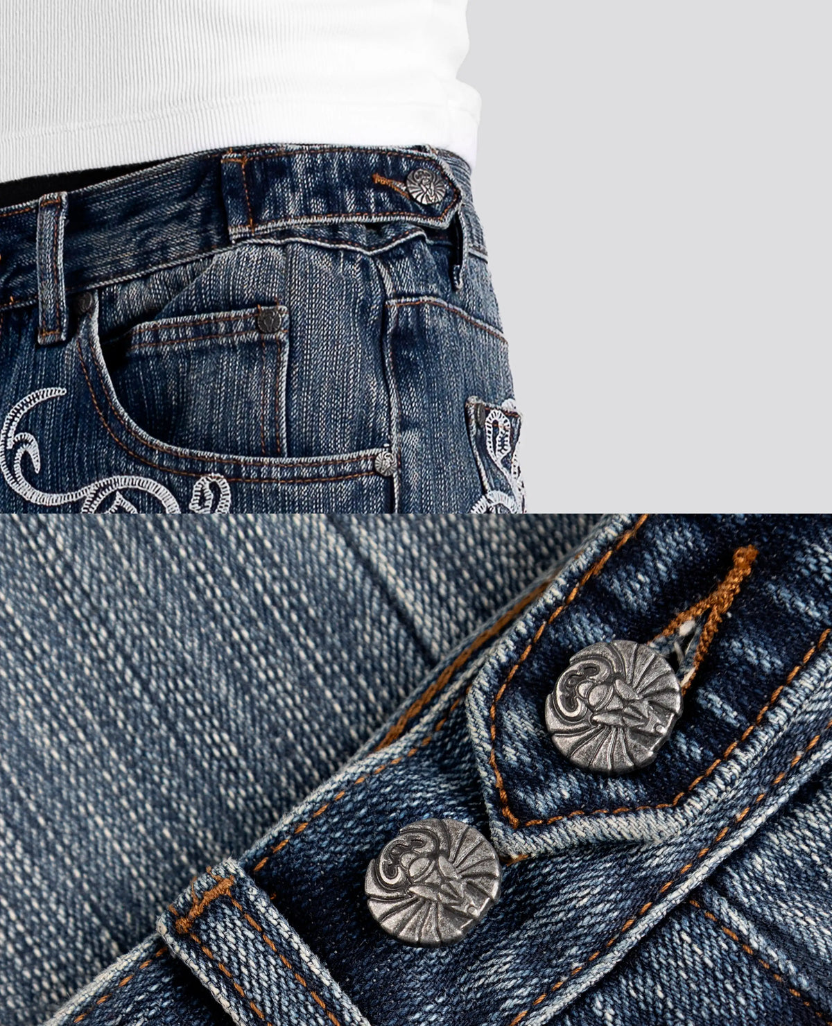 Y2k Blue Opening Bootcut Jeans Vintage Washed Embroidery Men Women Pants Harajuku High Street Streetwear Unisex Casual Jeans