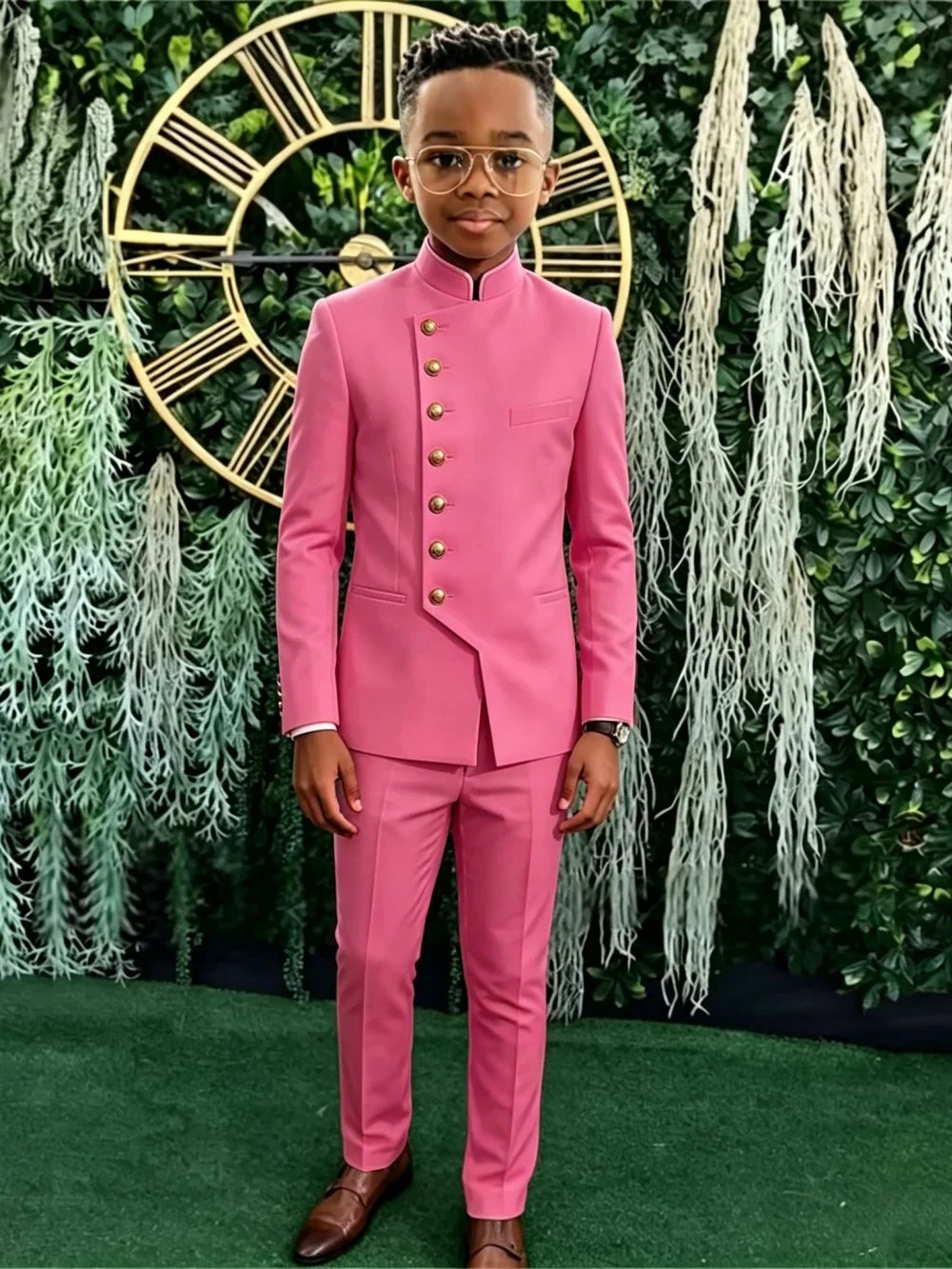 African Boys Suits 2 Pieces Jacket Pants Stage Performance Wear Classic Kids Regular Fit Suit Set Wedding Guest Wear