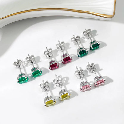 5*7mm Oval Cut Ruby Emerald Moissanite Stud Earrings Lab Grown For Women Man Unisex Gemstone Party 925 Silver Earring Gift