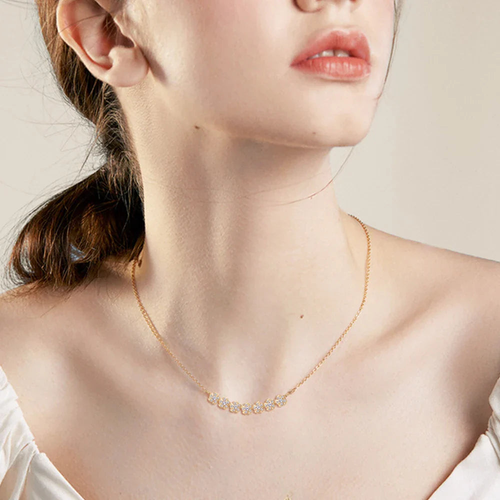 Diamond Necklaces for Women, Dainty 14k Gold/925 Sterling Silver Choker Necklace Gold Plated Jewelry Trendy Gift