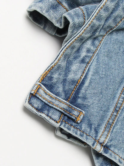 Denim Solid Shorts Skirts For Women High Waist Patchwork Irregular Hem Streetwear Short Pants Female Clothing 2022