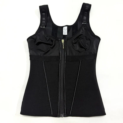 Shapewear Women Fajas Waist Trainer Tummy Control Vest Body Shaper 17 Steel Bones 3-Row Hooks Zipper Adjustable Strap