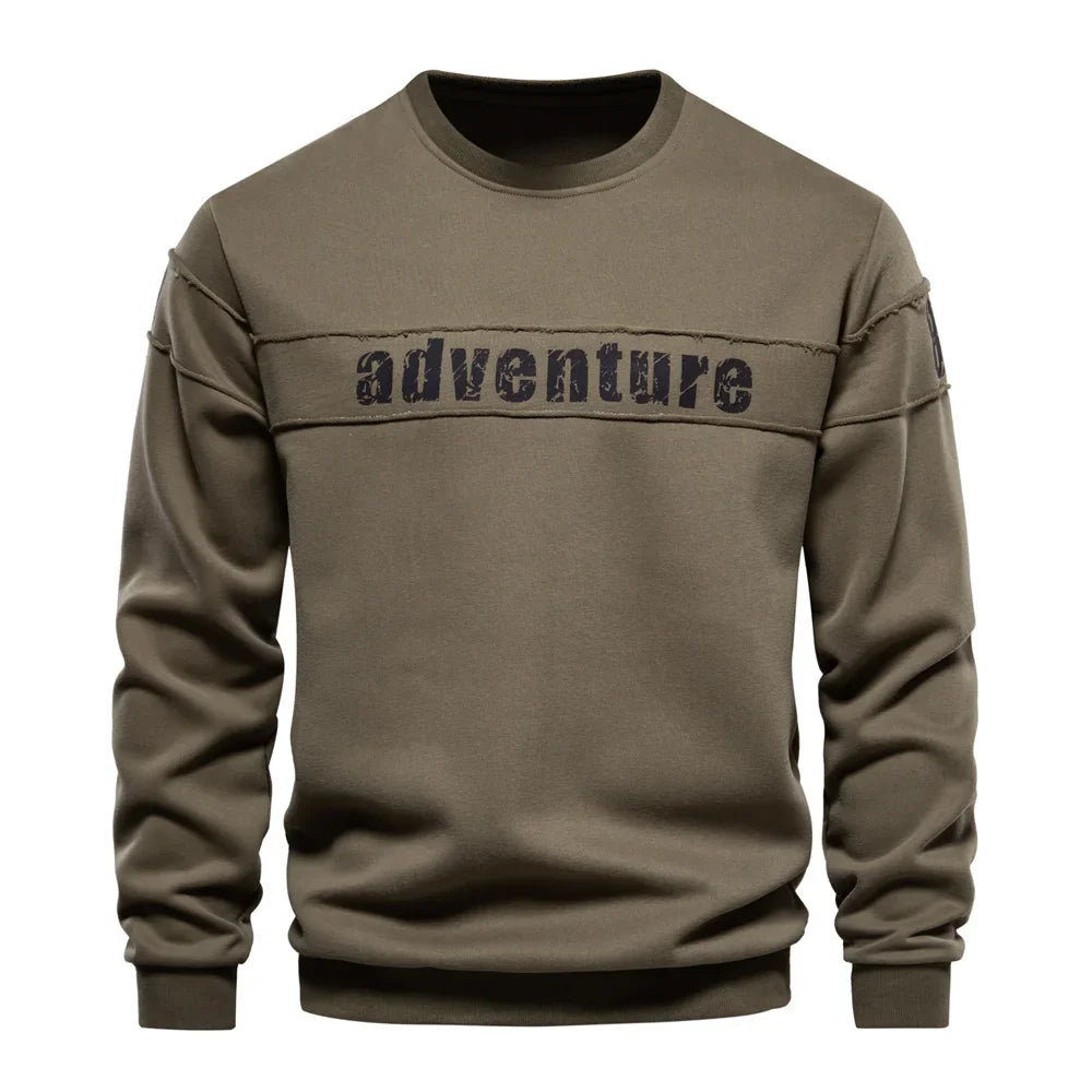 High Quality Smooth Patchwork Printed Sweatshirts for Men Fashion Youth O-neck Sportwear Tops Mens Sweatshirt