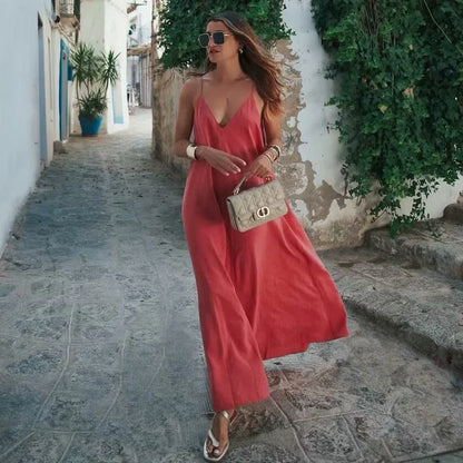 2025 Red Slip Maxi Dress Women Sexy Backless Long Dresses for Woman Summer Beach Female Dress Draped Party Dresses Women