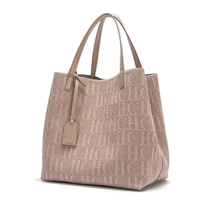 Women's Shoulder Bag Simple Solid Color Gold Letter Printed Design Women's Large Capacity Daily Commuter Bag Women's Handbag