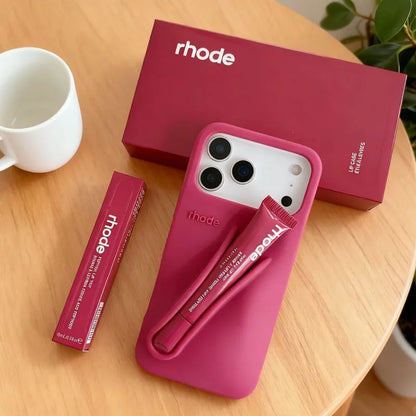 Phone Case with Box and Lipstick for IPhone 15 16 14 13 12 11 Pro Max Plus 17 Air Lip Gloss Portable Soft Silicone Shockproof