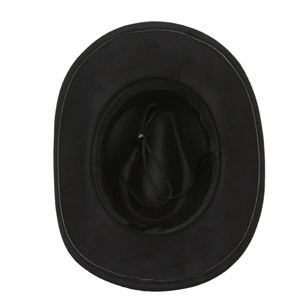New Wide Brim Cowboy Hat Solid Color Felt Panama British Retro Cap Women Men