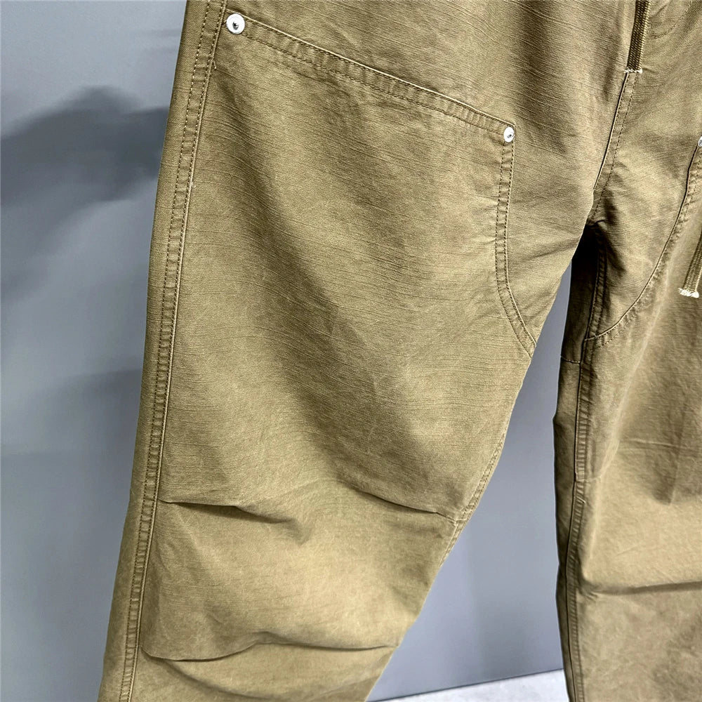 Mens American Tactical Cargo Pants Premium Camo Baggy Loose Fit Vintage Streetwear Korean Style Trendy Workwear Khaki Pants Male