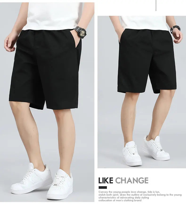 Men's Lightweight Cotton Summer Casual Shorts Loose Wide-Leg Fitness Exercise Work Shorts Comfortable Breathable