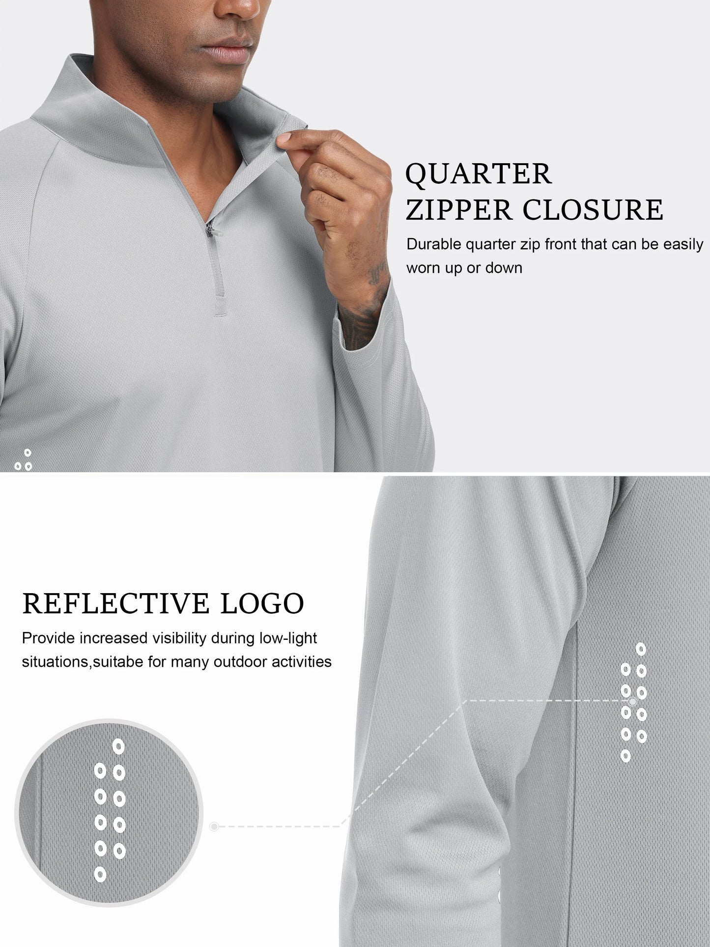 Summer Men UPF 50+ Long Sleeve T-Shirt, Breathable Rash Guard Pullover Tops for Sport Fishing Running Beach Surfing