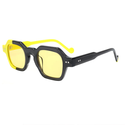 Retro Sunglasses Asymmetric Color Square Frame UV400 Protection for Women Men Polarized Lens Outdoor Daily Wear Lightweigh