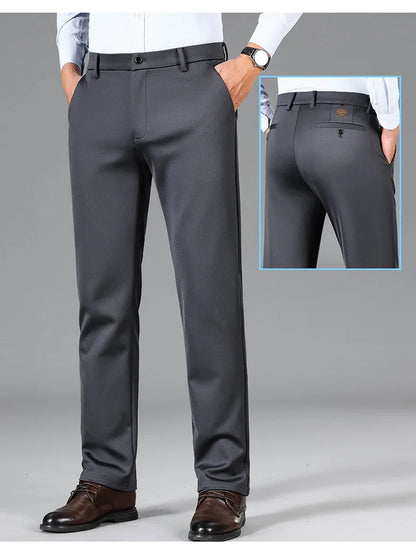 High Quality Summer Thin Embroidery Suit Pants Men Straight Classic Business Work Long Formal Trousers Male Plus Size 29-40 42